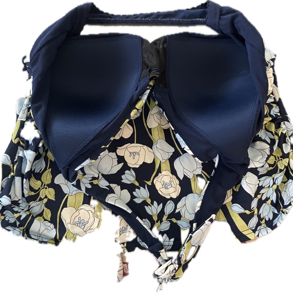 Women’s Navy Floral Halter Swim Top - Picture 2 of 4